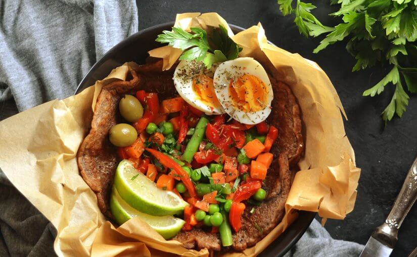 Protein Pancakes with Eggs and Vegetables